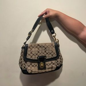 Coach brown signature with black leather trim